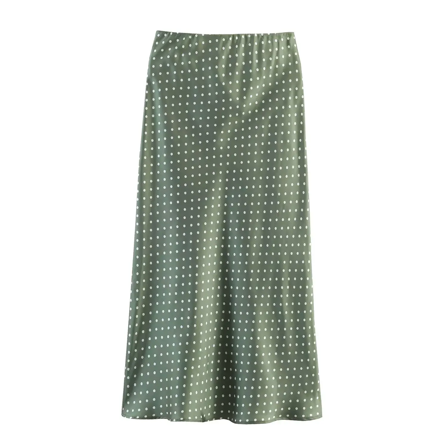 Fashionable Silk Satin Feel  Skirt Women's mid Waist Straight Cut Polyester Fiber Casual Style French Style Skirt