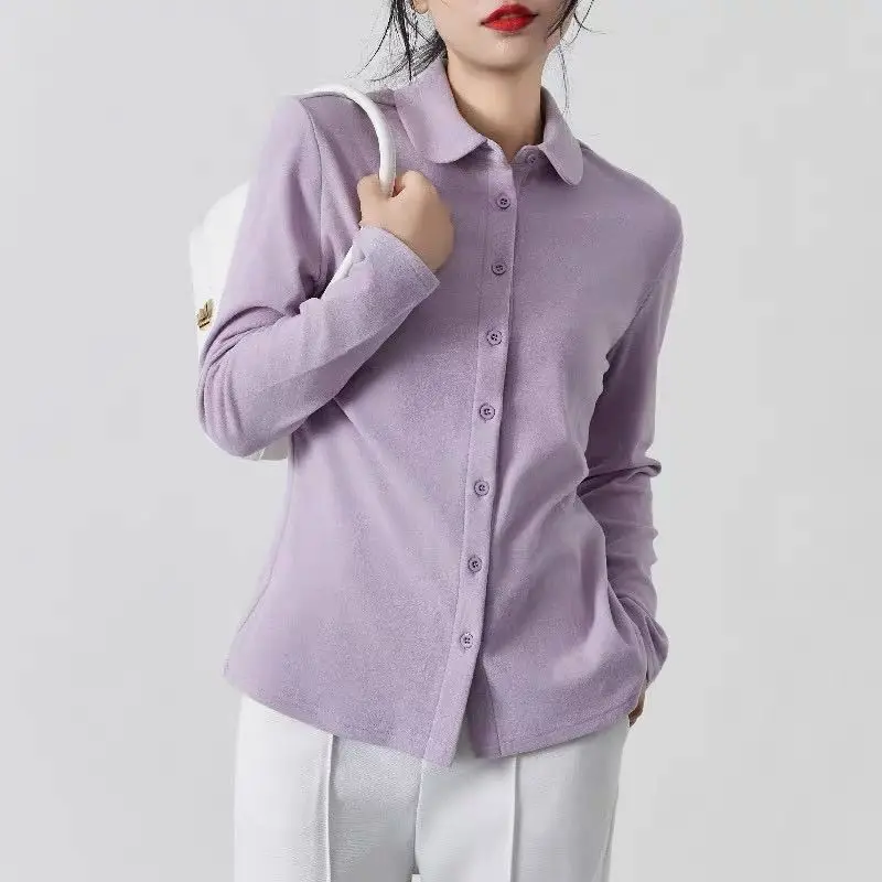 Thickened Double-sided German Velvet Warm Fur Shirt Women Long Sleeves Fashionable Doll Collar Bottoming Shirt