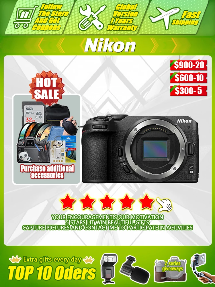 كاميرا NIKON Z30 الجديدة بدون مرآة نصف إطار للمبتدئين، مناسبة للمبتدئين في مدونة فيديو للسفر في الوقت الحقيقي بدقة 4K HD