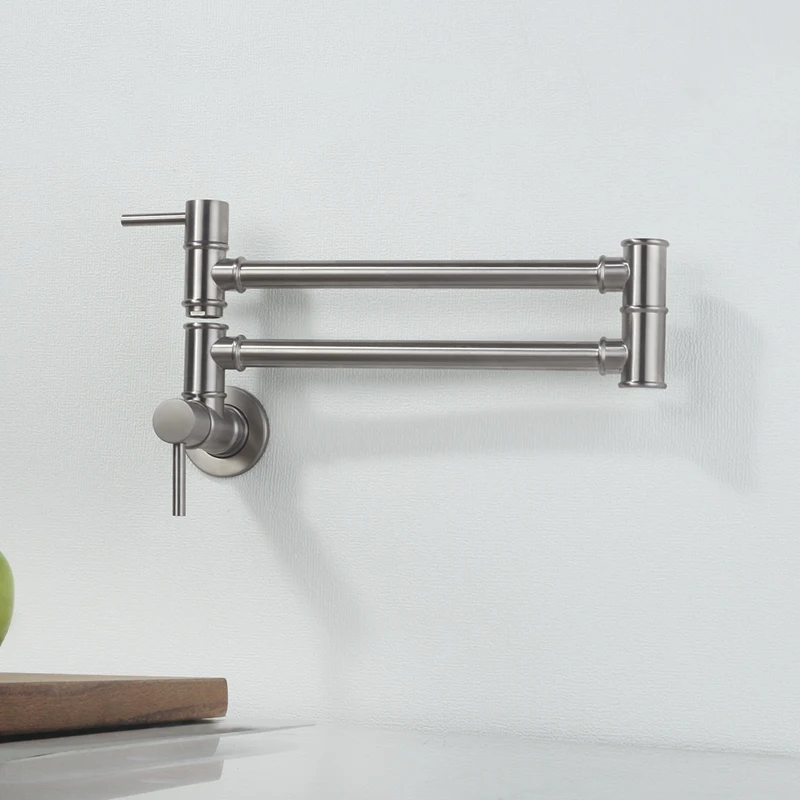 

Modern Kitchen Pot Filler Faucet Wall Mount Double Joint Swing Arm Kitchen Sink Faucet Single Cold Folding Kitchen Sink Faucet