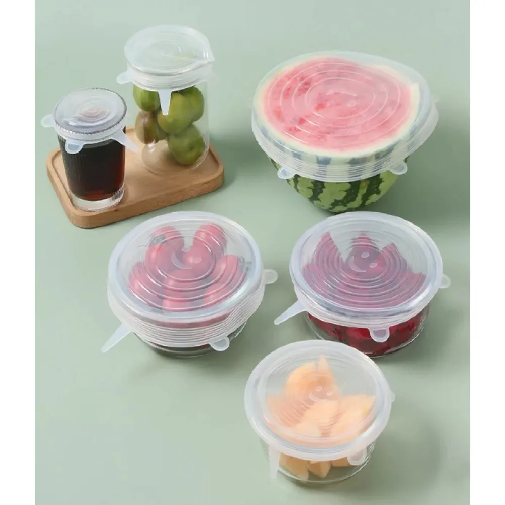 6Pcs Food Silicone Cover Fresh-keeping Dish Stretchy Lid Cap Reusable Wrap Organization Storage Tool Kitchen Accessories