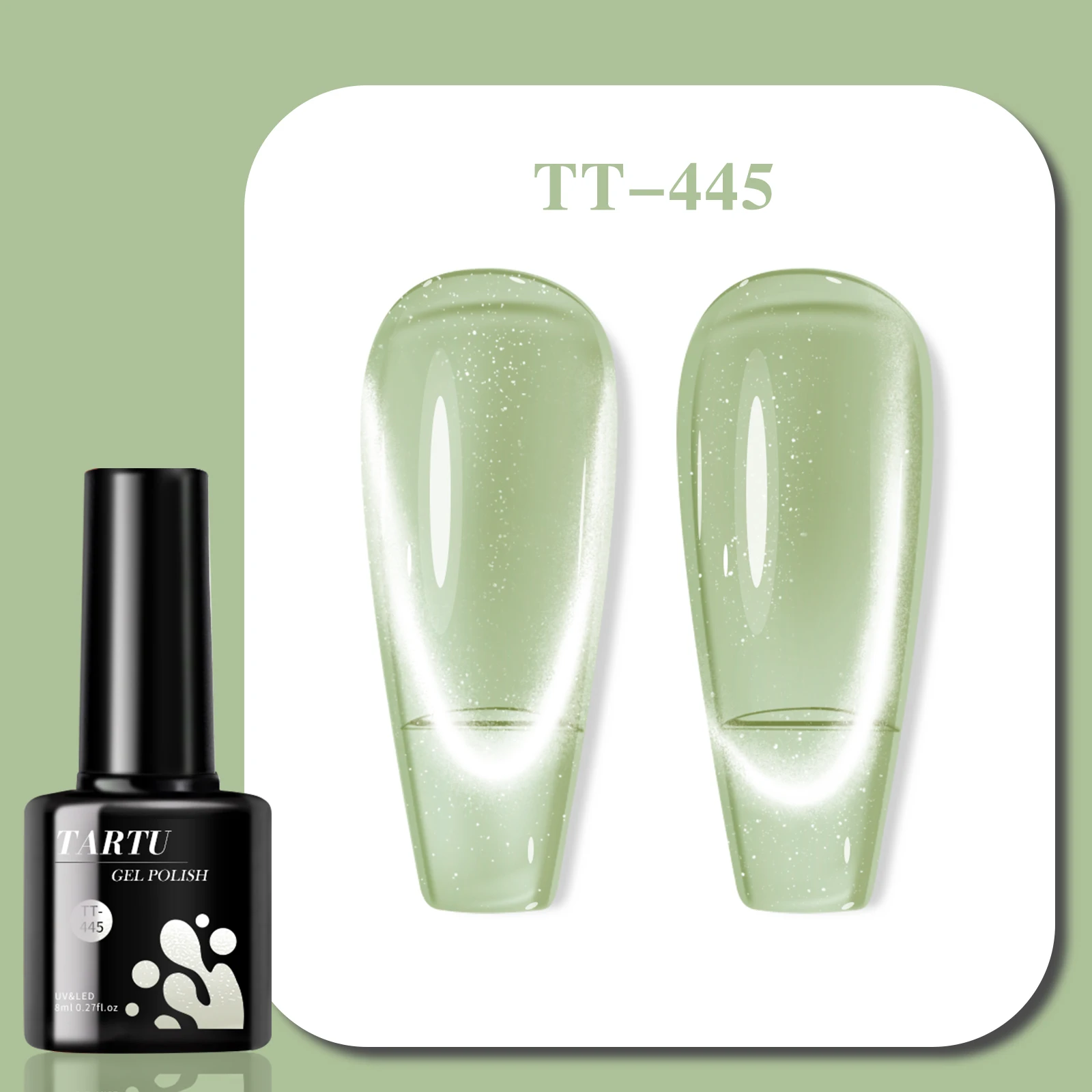 8ml 그린 캣아이 젤 네일 폴리쉬 LED/UV 롱래스팅 글리터 시퀸 홀로그램 글리터 네일아트 홈 살롱 매니큐어