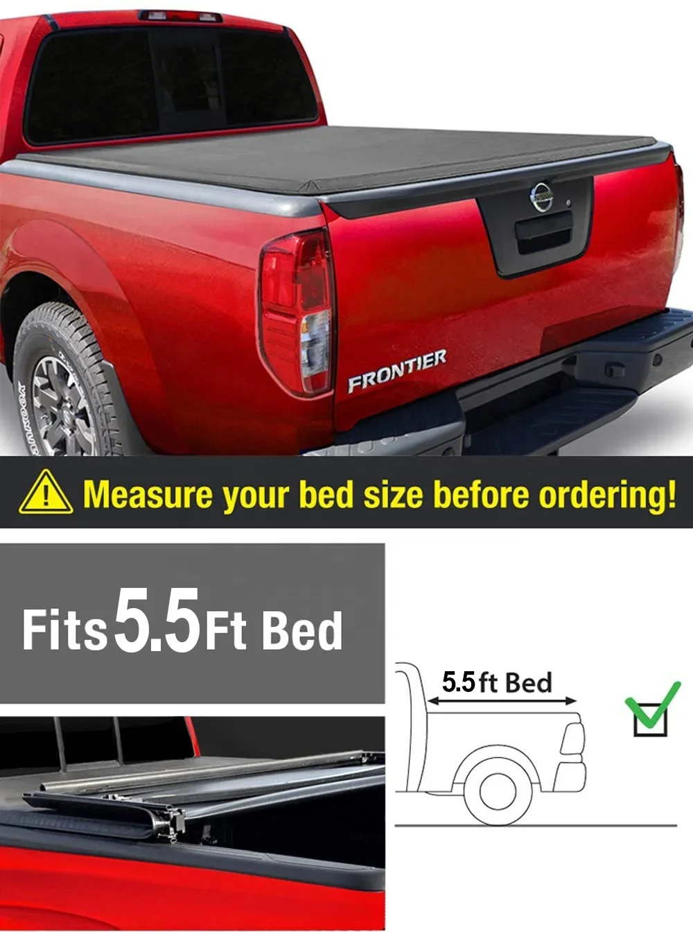 Factory wholesale soft tri-fold pickup truck trunk cover for Nissan models Titan Extra Short Bed 5'5