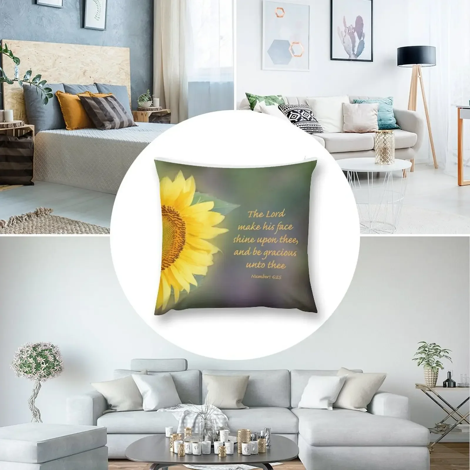 Girassol com versículo da Bíblia Almofada retangular Almofadas para sofá travesseiro