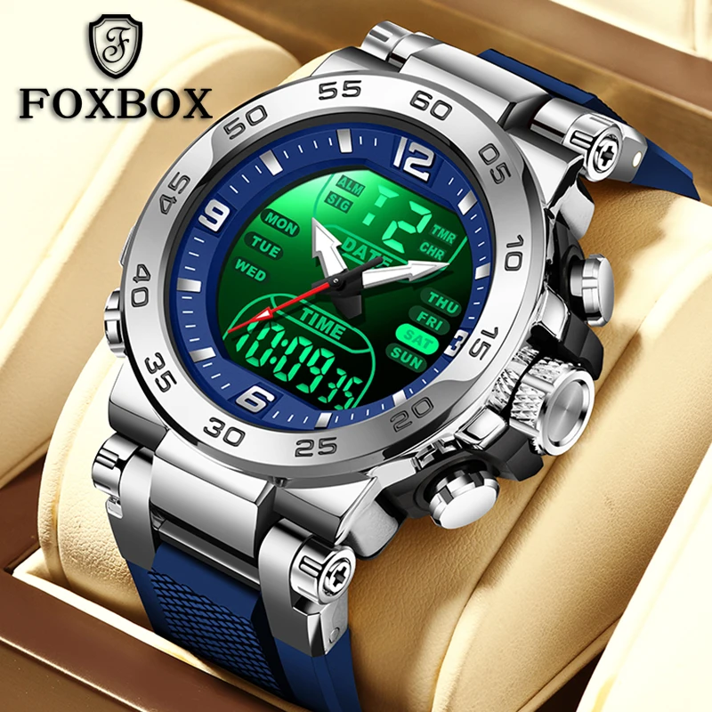 

FOXBOX 2026, новые цифровые часы, мужские модные роскошные кварцевые наручные часы, спортивные водонепроницаемые светящиеся военные мужские часы Reloj Hombre