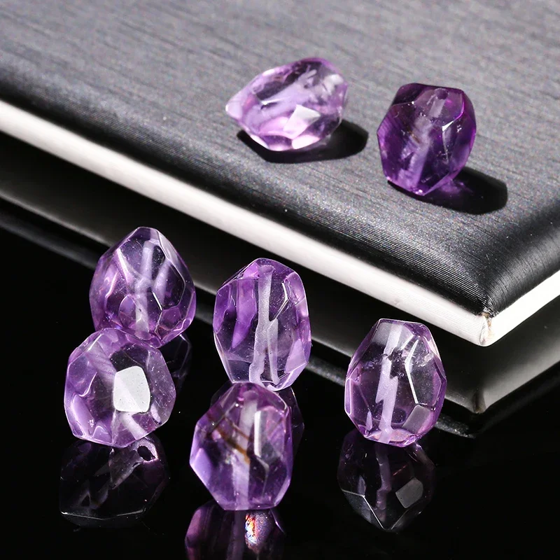 1 Pc Natural Amethyst Faceted Irregular Shape Bead Random Size Healing Stone For Jewelry Making Diy Necklace Bracelet Accessory