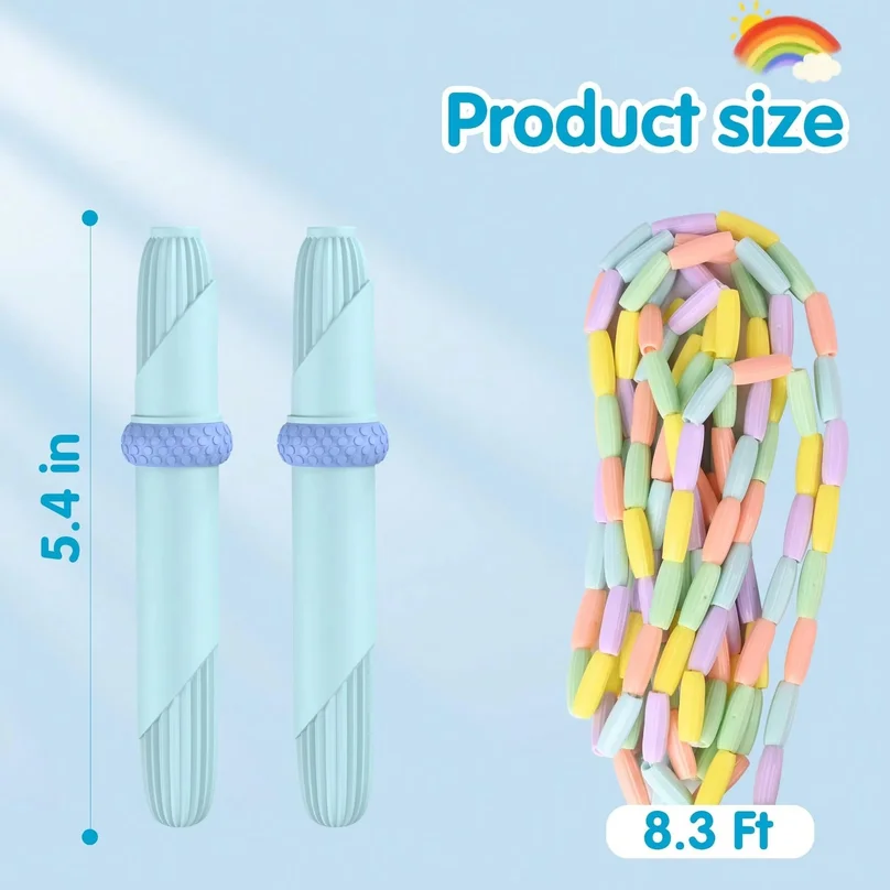 1 Pack Silicone Handle Sausage-Shaped Bamboo Joint Jump Rope Adjustable No-Tangle Fitness Training Rope for Beginners And Adults