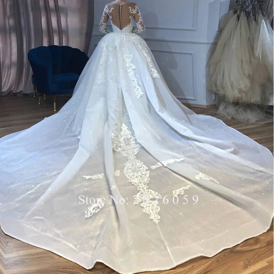 Customized Luxury Mermaid Wedding Dresses 2024 Elegant Lace Appliques Long Sleeves Detachable Train Bridal Gowns Robe De Mariee