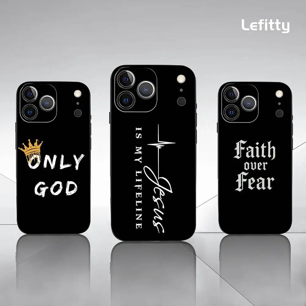 

Bible Inspirational Quotes Phone Case For IPhone 17 16 15 14 13 12 11 Pro Max Plus Mini Black Frosted Soft Shell Funda
