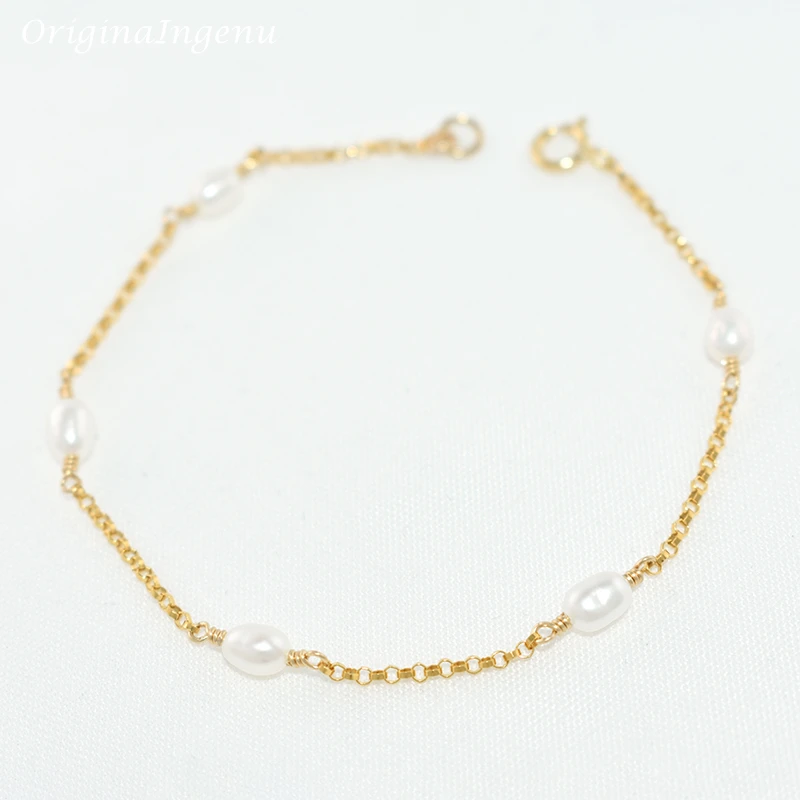 Vintage Natural Freshwater Pearl Bracelets 14K Gold Filled Bracelet Handmade Pearl Jewelry Boho Bracelet For Women