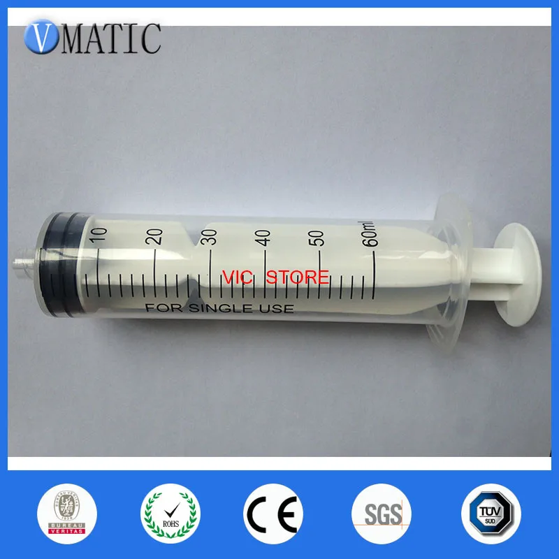 Free Shipping Non Sterilized Quality 5 Pcs 60 Ml / Cc Luer Lock Plastic Manual Tip Syringe