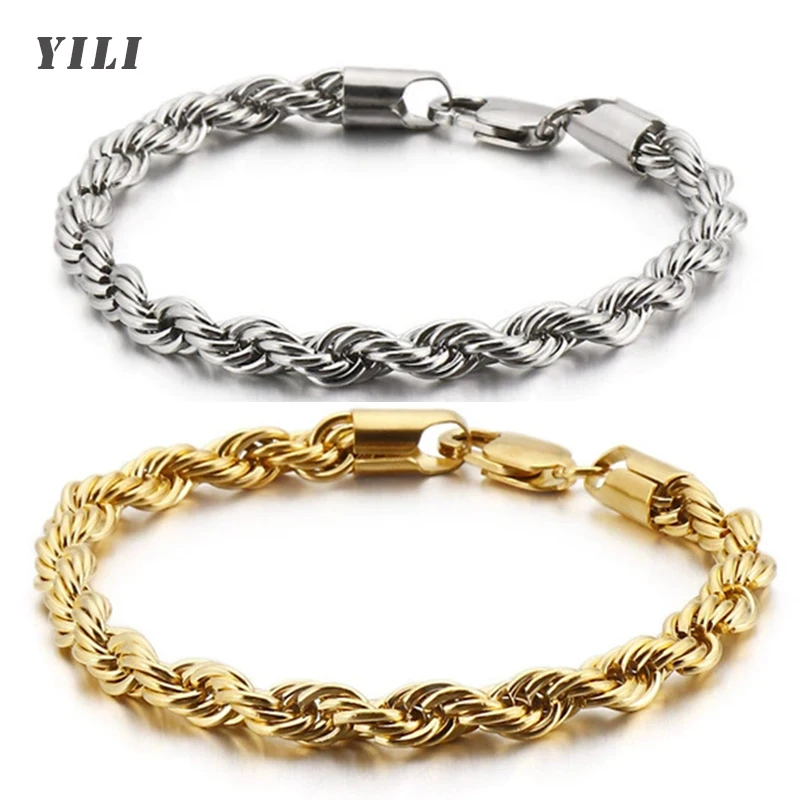 

Fashion Twisted Links Chain Stainless Steel Bracelet Rope Chain Bracelets for Men Women 3/4/5/6/7/8mm Width 7.8/8.3 Inch Length