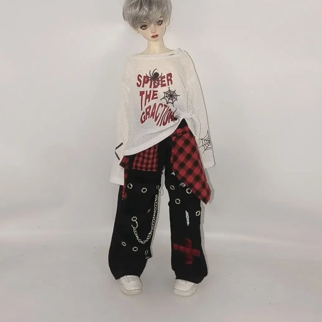 1/4 poppenkleding pak voor 45cm Bjd pop aankleden uitgehold dunne top, broek speelhuis casual pak pop accessoires, geen pop