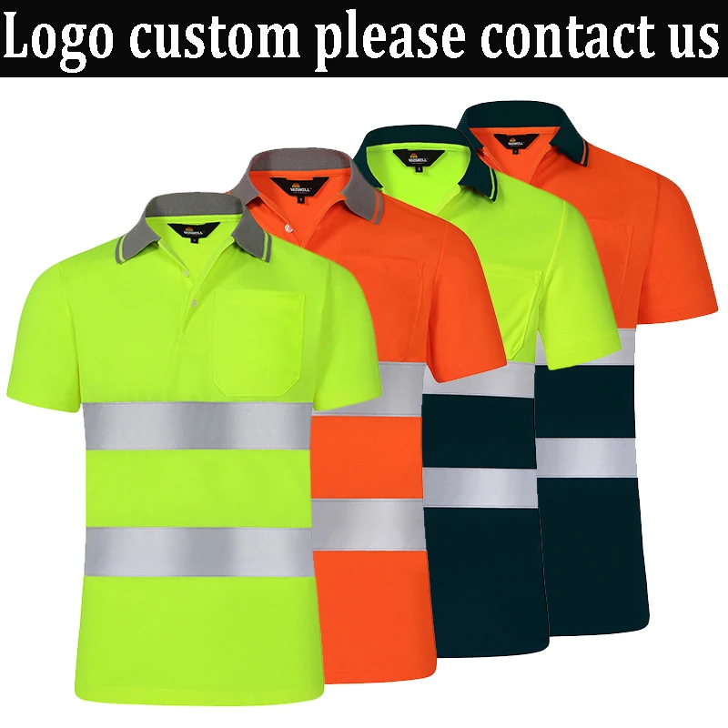 

Logo Customized Hi Vis Short Sleeve Shirt Safety Shirt Reflective Polo Shirts Construction Work Shirts For Men Work Wear