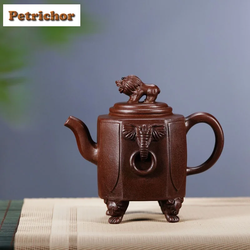 

350ml Boutique Yixing Purple Clay Teapots Handmade Auspicious Beast Pot Raw Ore Purple Mud Kettle With Filter Zisha Tea Set