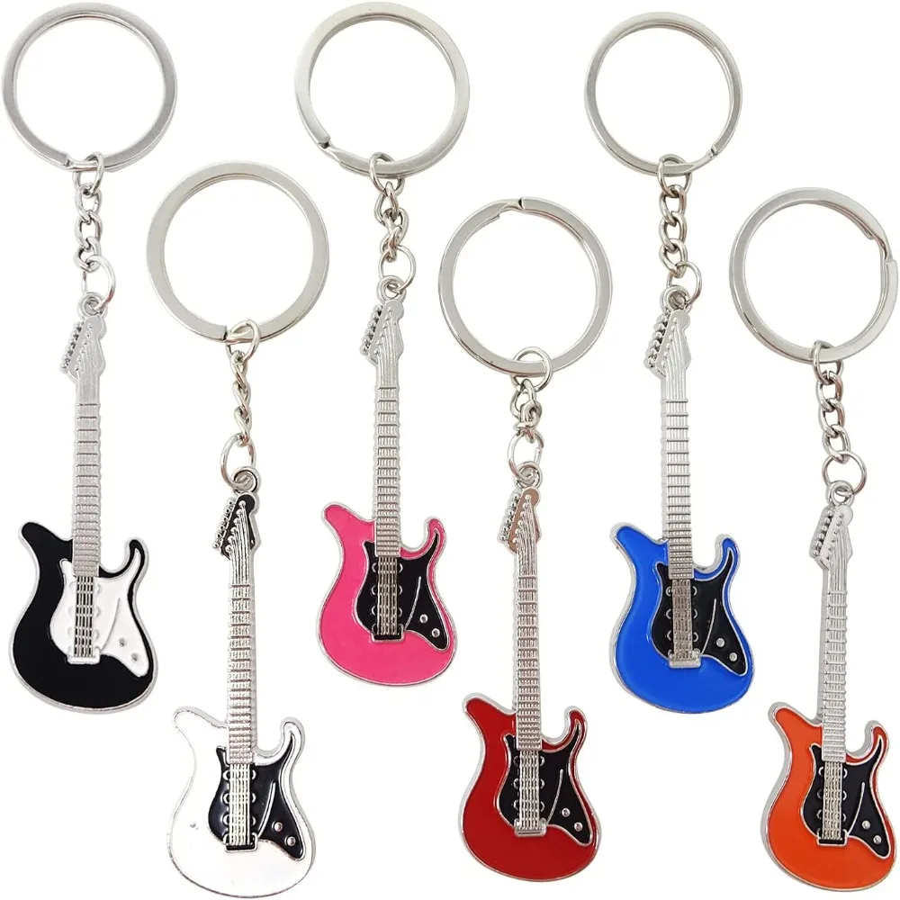 Little Fresh Zinc Alloy Guitar Keychain Bass Portable Car Key Ring Musical Elements Music Lovers Gift Travel Souvenirs