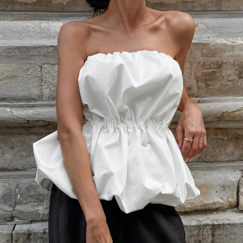 

Белый укороченный топ-бюстье в стиле Spice Girl для женщин: модный, элегантный, летний, изысканный, повседневный, для отдыха