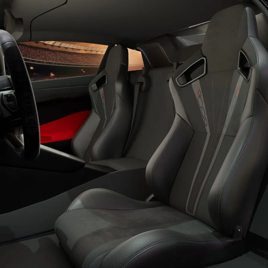 

2PC Universal Bucket Racing Seats Red Stitch Red PVC Leather Reclinable Carbon Look Leather Back With Adjustor Slider Not Inclu