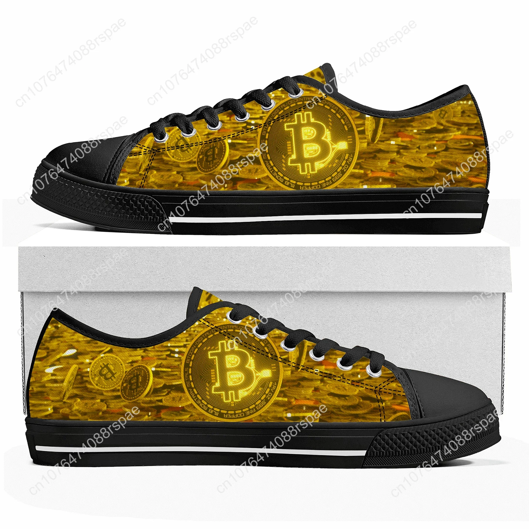 Low Top Canvas Sneakers para homens e mulheres, Bitcoin, criptomoeda mineiro, BTC Coin, casais, adolescentes, sapatos personalizados, alta qualidade