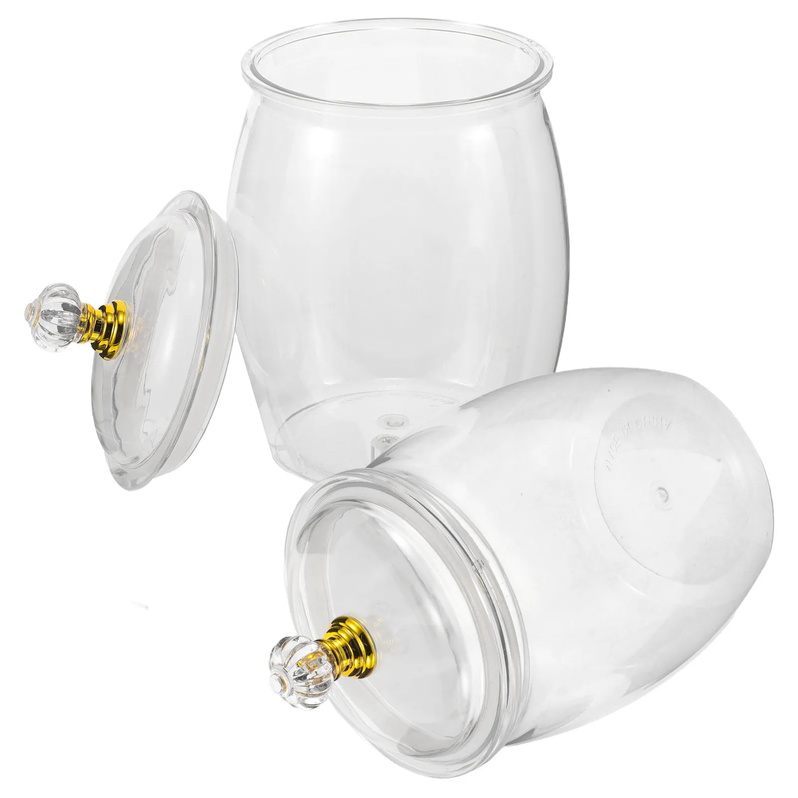 2Pcs Transparent Plastic Candy Container with Tight Seal 1.2L Lightweight Shatterproof Cookie Jar for Home Office Party Snack