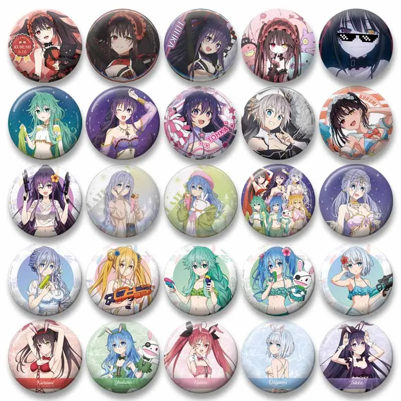 

Classic Anime Date A Live Button Brooches Cute Cartoon Girls Cosplay Badges Custom Jewelry Accessories Hat Bag Lapel Pins Gifts