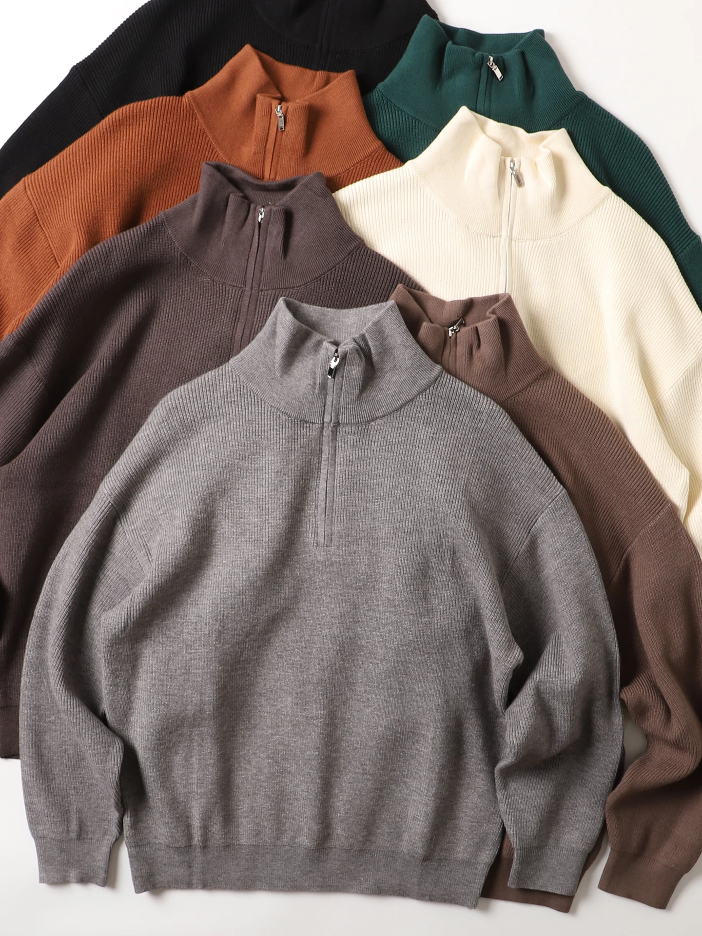 

Мужской свитер American Sle цвета хаки, плотный, с высоким воротником на молнии, повседневный, с длинными рукавами, вязаный, для поездок на работу