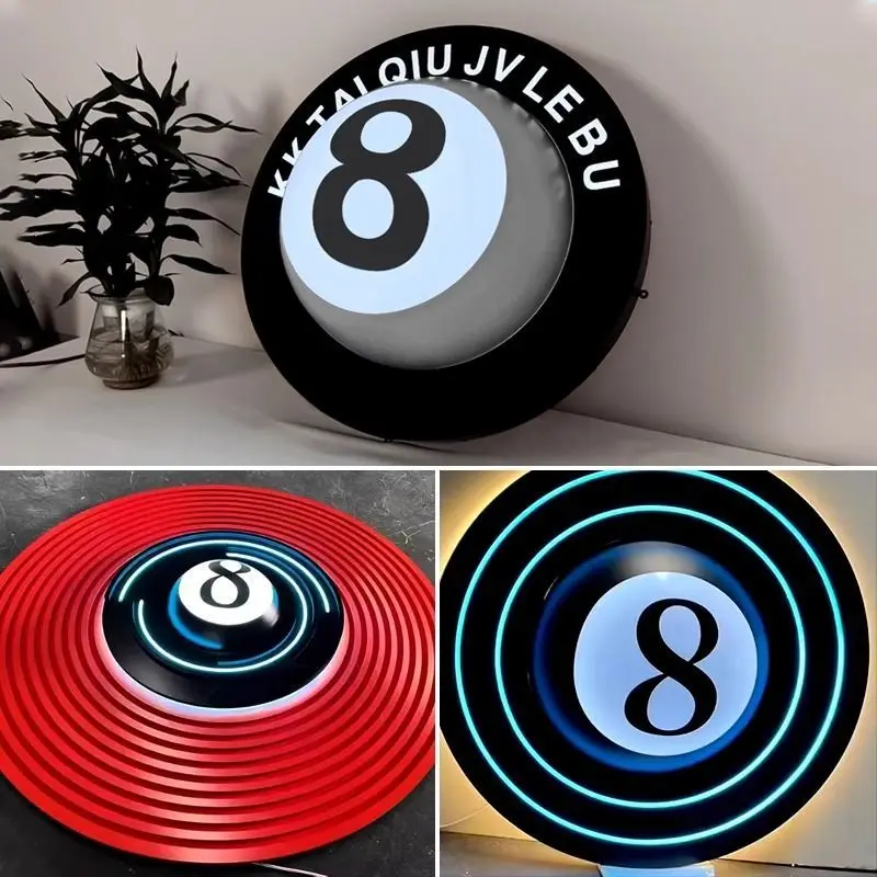 Black 8 Billiards Light Box Billiards Club Billiards Hall, Club Decoration Black 8 Stereo Hemisphere Ambient Light