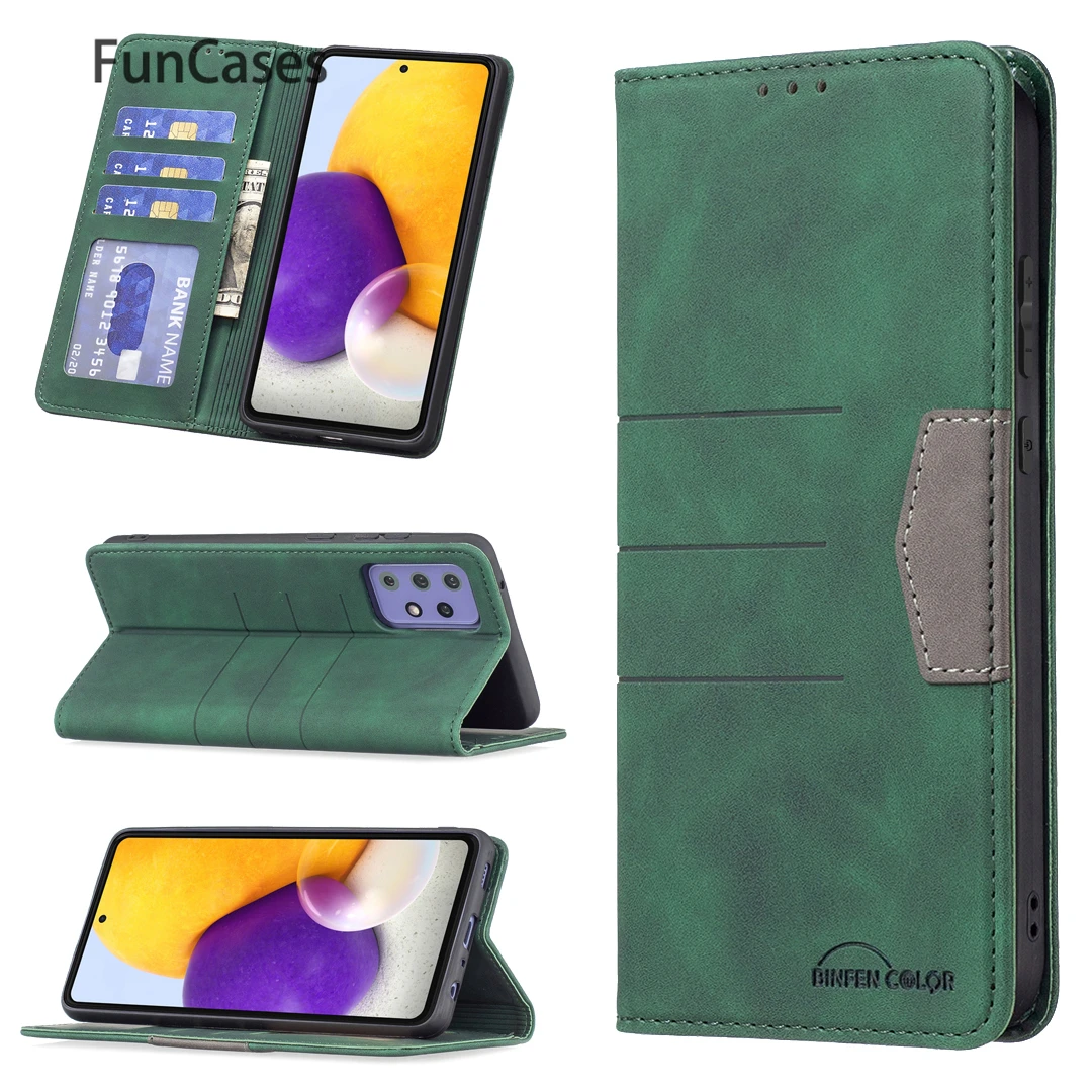 Green Mobile Bag Case For funda Samsung A53 sFor Samsung Galaxy cover A72 5G 4G A71 A52 A51 A52S Capinha Flip Phone Pouch Fundas