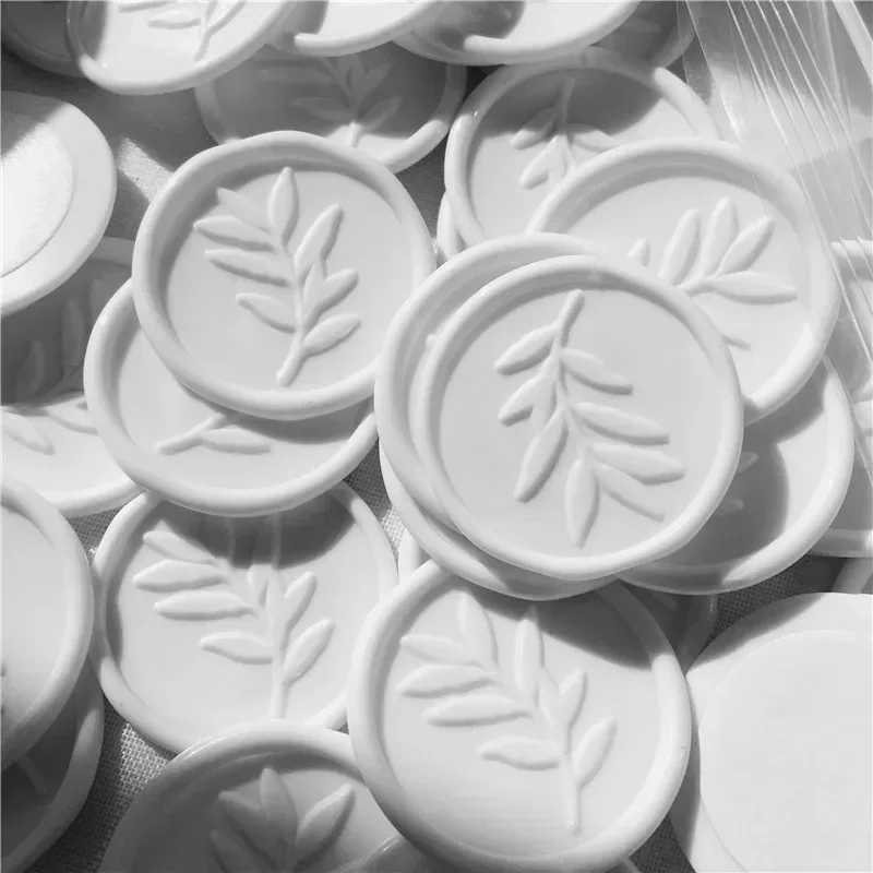 100pcs convenient leaf wax seal stickers with Double-sided tape wedding envelope sealing gifts card decoration wax seal stickers