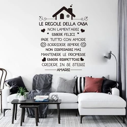 Italian House Rules Wall Decal Living Room Bedroom Love Believe Laugh Inspirational Quote Wall Sticker Kitchen Vinyl Decor