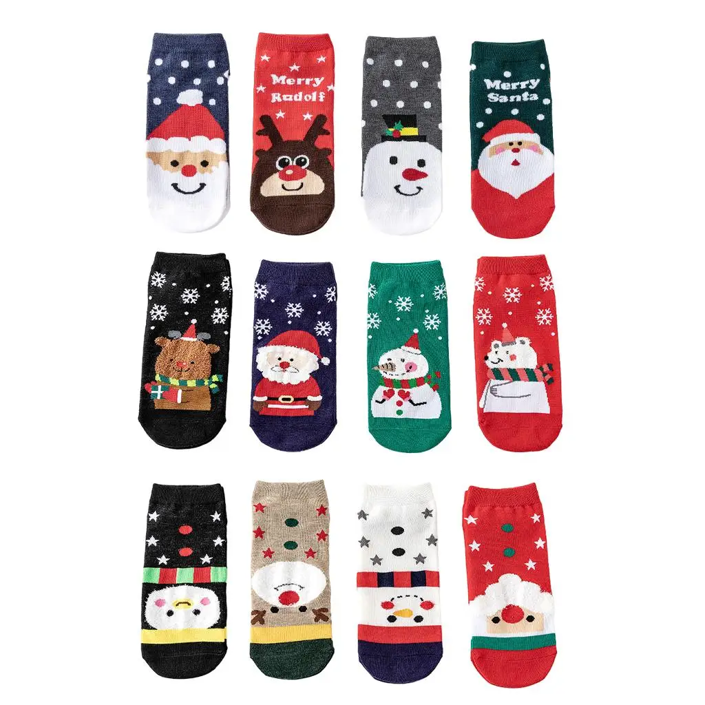 4 pares de meias de tornozelo de Natal meia casual festival meia curta meias baixas para adultos