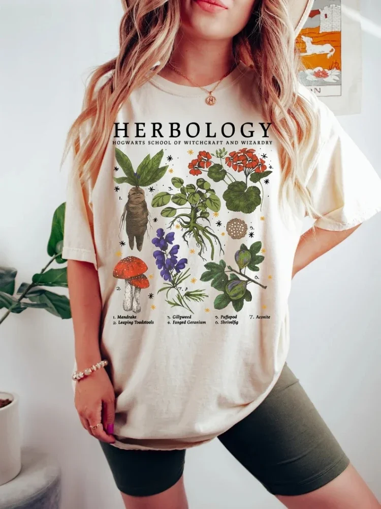 384Herbo Botanical Mandragora Tshirt Herbology Plants Colored Print T-shirtCamiseta Aesthetic Women Gardening Graphic Tee Top