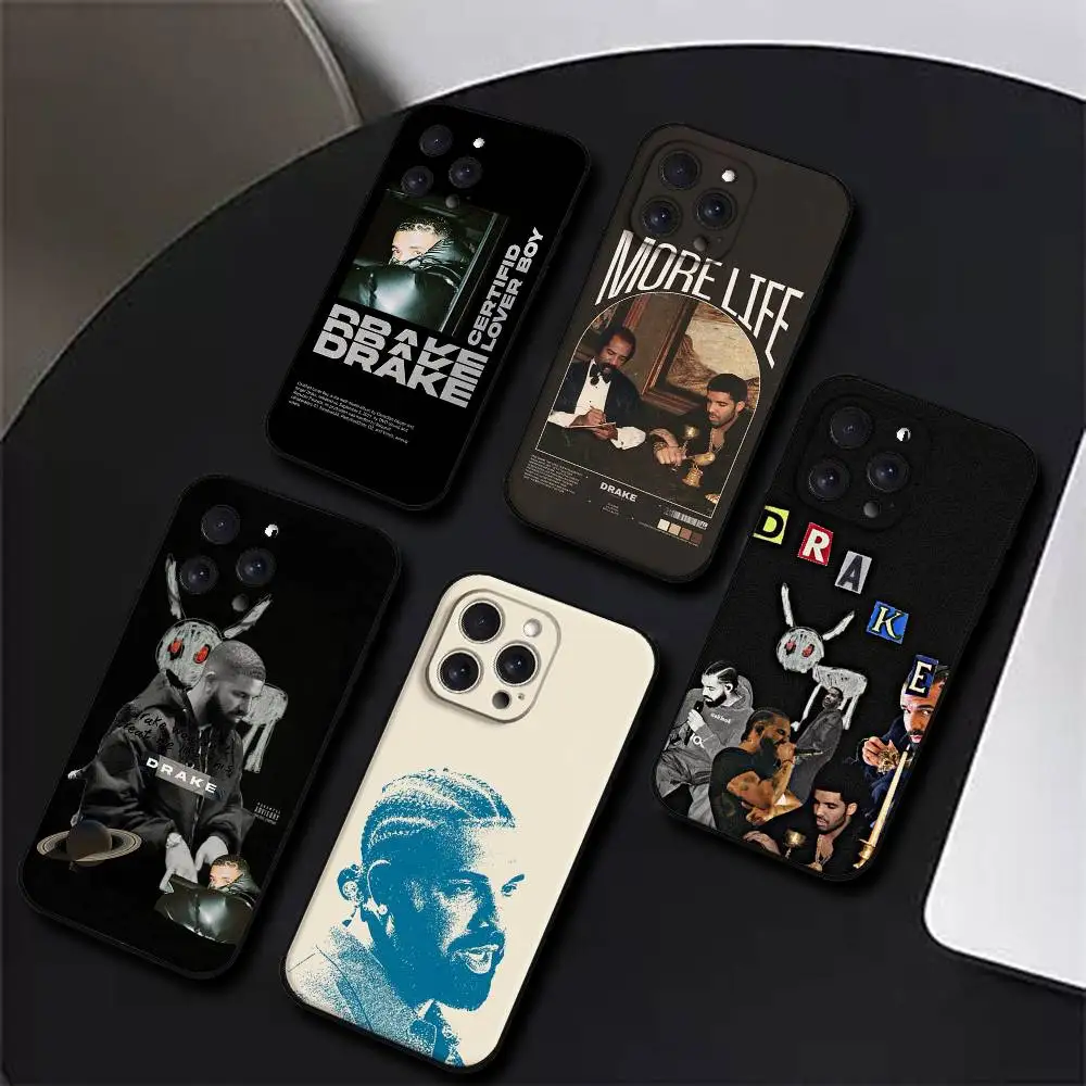 حافظة هاتف مغني الراب D-Drake لهاتف آيفون 17,16,15,14,13,12,11 Plus,Pro,Max,XR,XS,X,7,8 Plus,Mini Black Silicone Soft #1