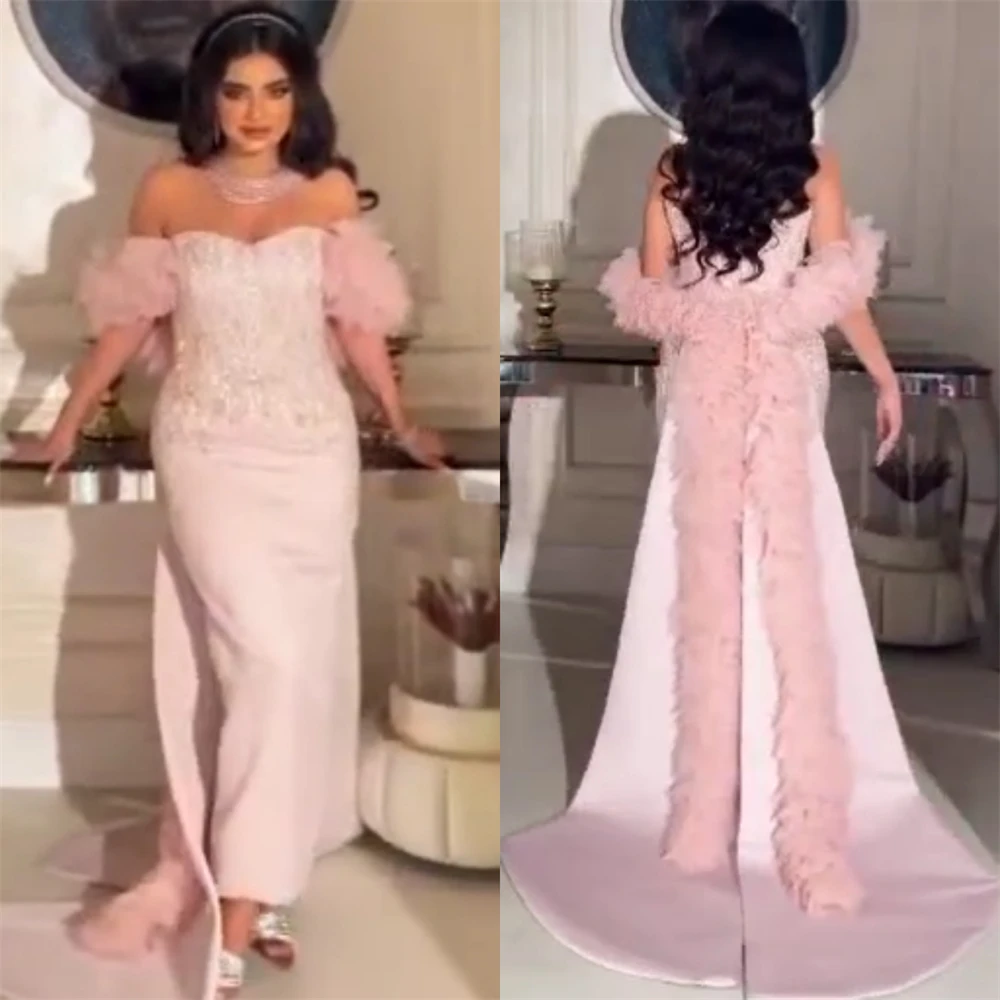 Customized Prom Dresses Exquisite Off-the-shoulder Sheath Cocktail Flowers Sequin S Occasion Evening Gown فستان سهرة نسائي فخمه