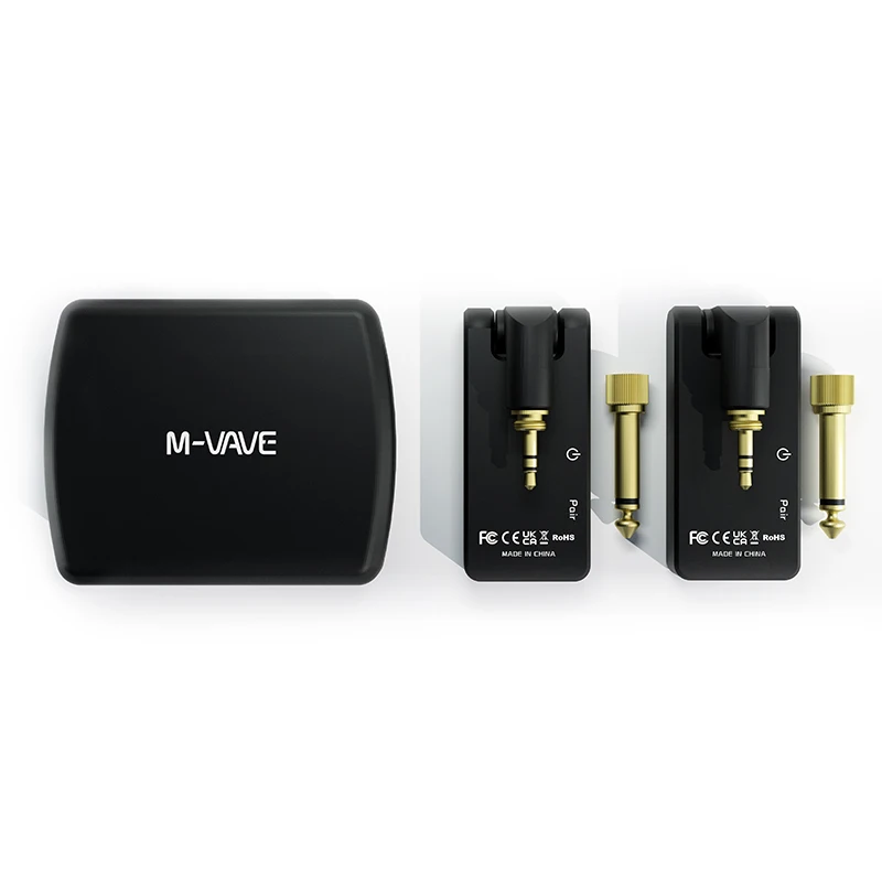 M-vave Wireless Guitar System 2.4G Guitar Transmitter Receiver 2 in 1 Plug 4 Channels Guitar Wireless with Rechargeable Box WP-8