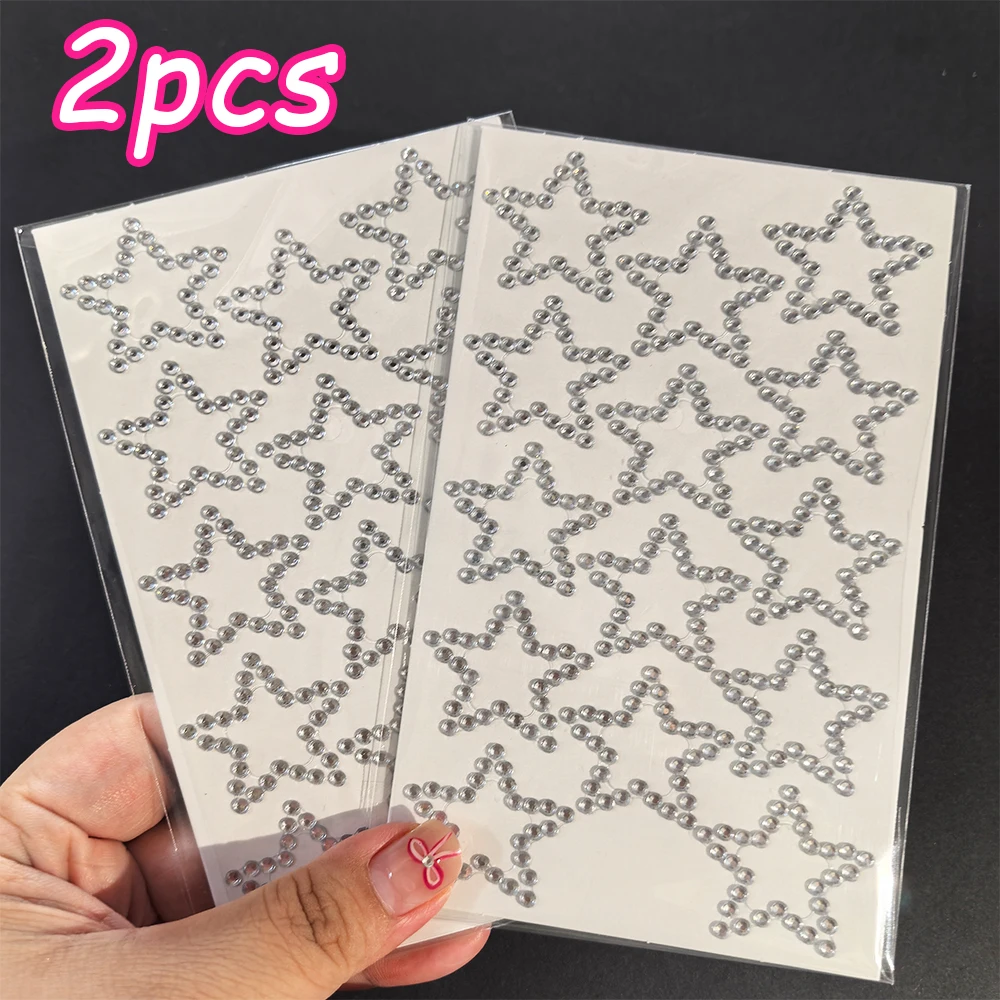 

2 шт./компл. 3D блестящие звезды наклейки для лица Алмазные 5-точечные татуировки для лица со звездами самоклеящиеся DIY сценический макияж украшения со стразами-