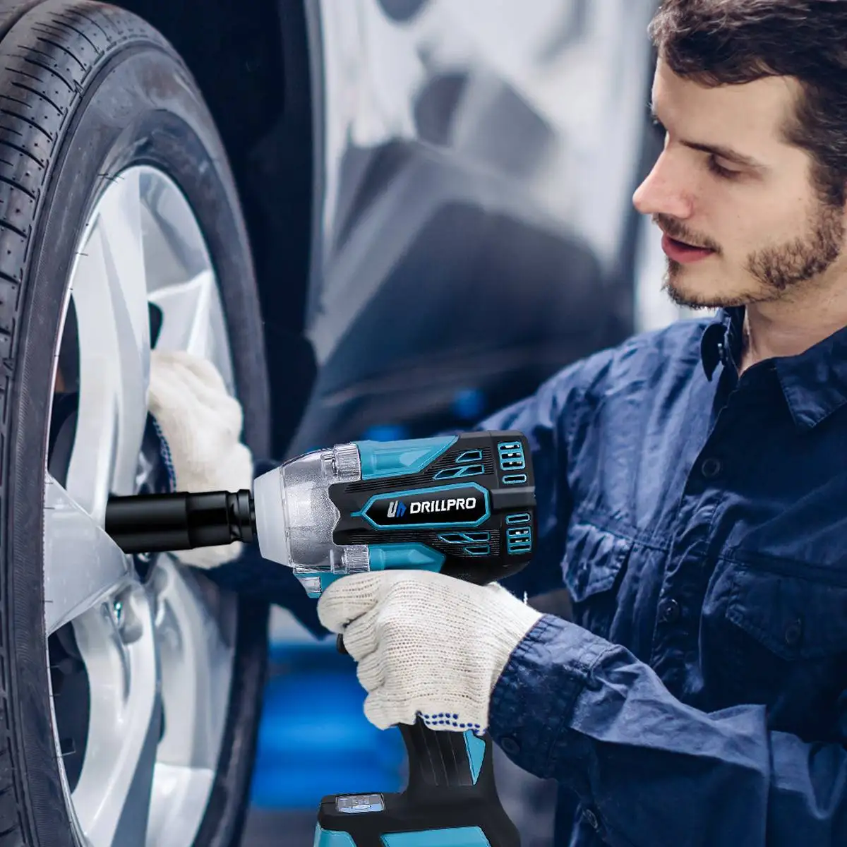 Drillpro Brushless Cordless Electric Impact Wrench 1/2 inch Screwdriver Socket Power Tools Compatible for 18V Battery