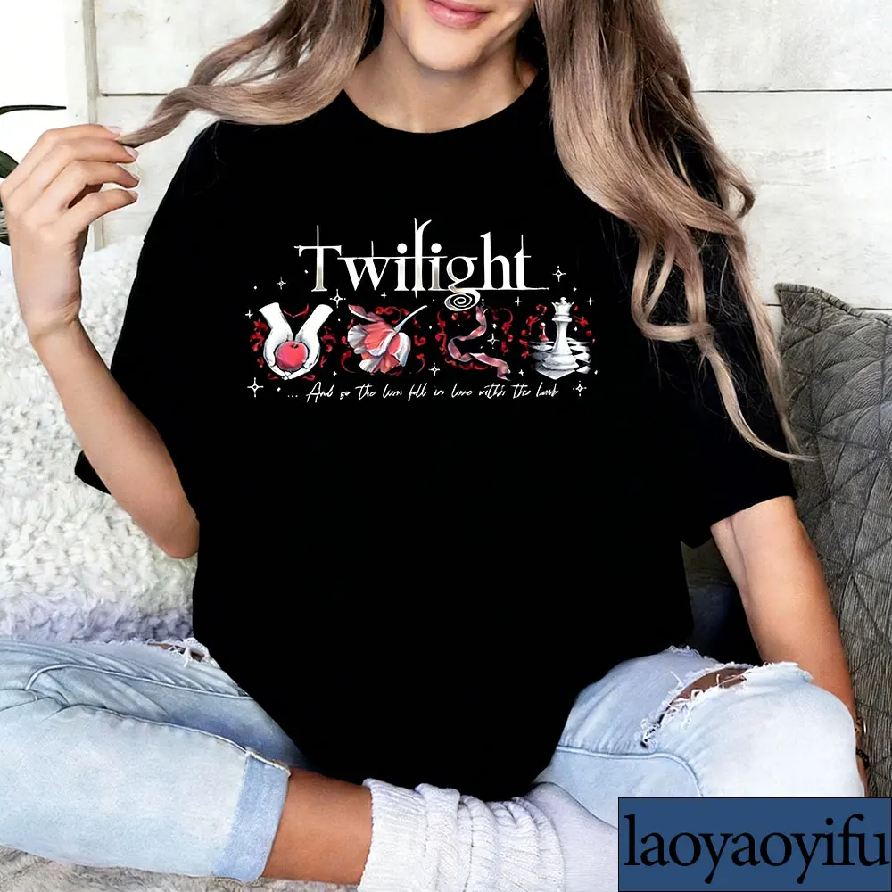Twilight Inspired Shirt Book Cover Aesthetic Tee Vampire Romance Fan Gift Graphic T Shirts Unisex Men Clothing Cotton Tee Tops