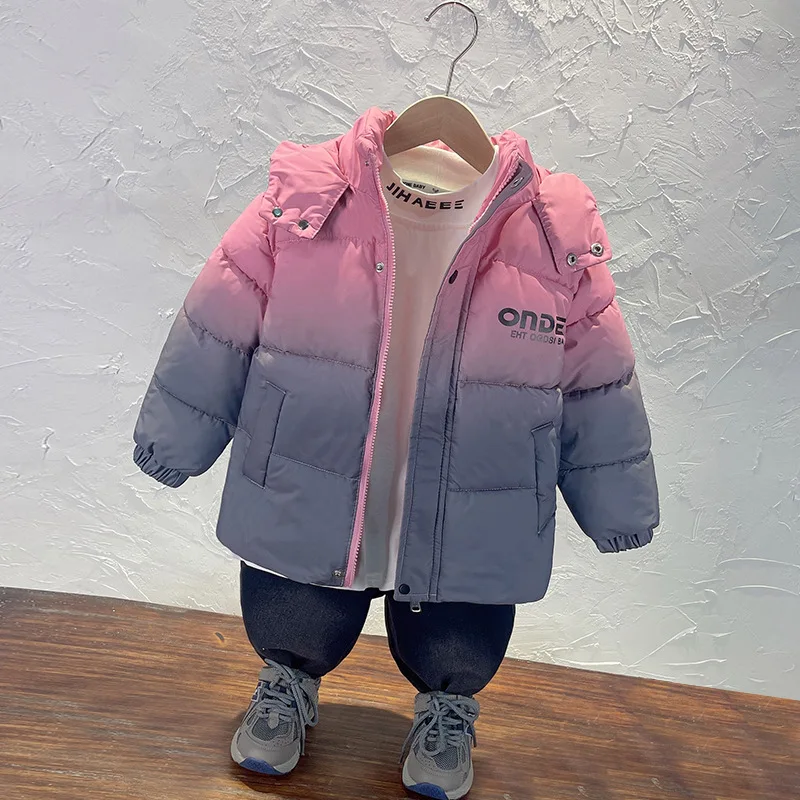 Winter Girls Jacket Letter Fashion Parka Coat Hooded Zipper Outerwear And Bag 2Pcs Birthday Gift 3 4 5 6 7 8 Years Kids Clothes