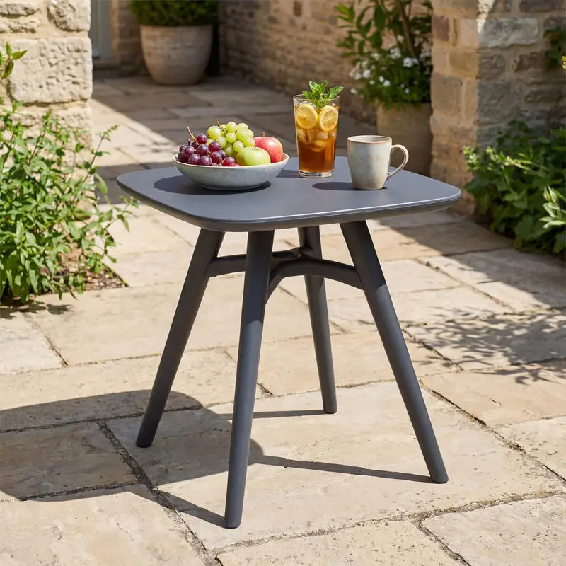 

Square Outdoor Dining Table All-Weather Plastic Patio Bistro Table for 4-Gray