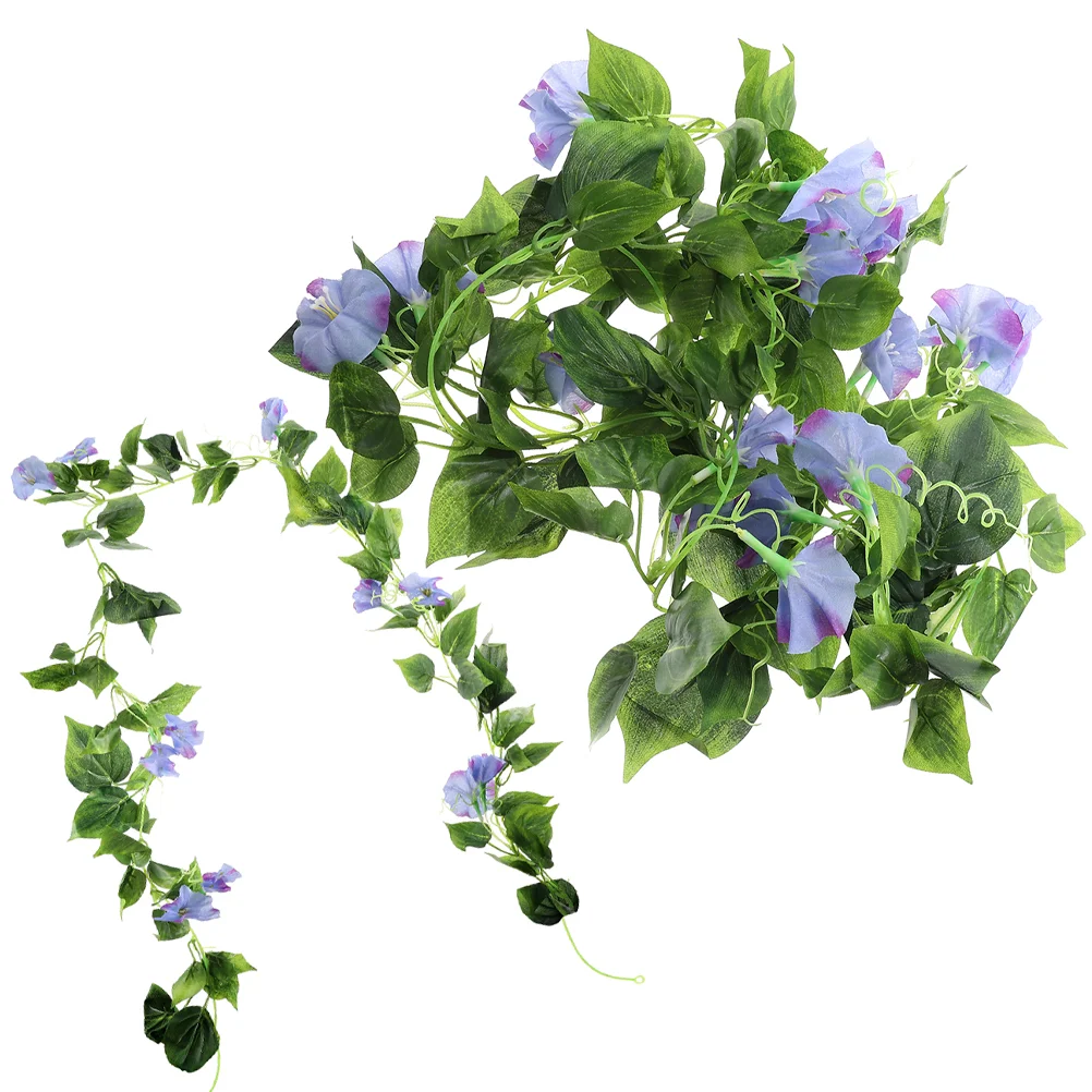 

2 Pcs Simulated Morning Glory Home Fake Flower Vine Faux Floral Garland Wreath Accessory