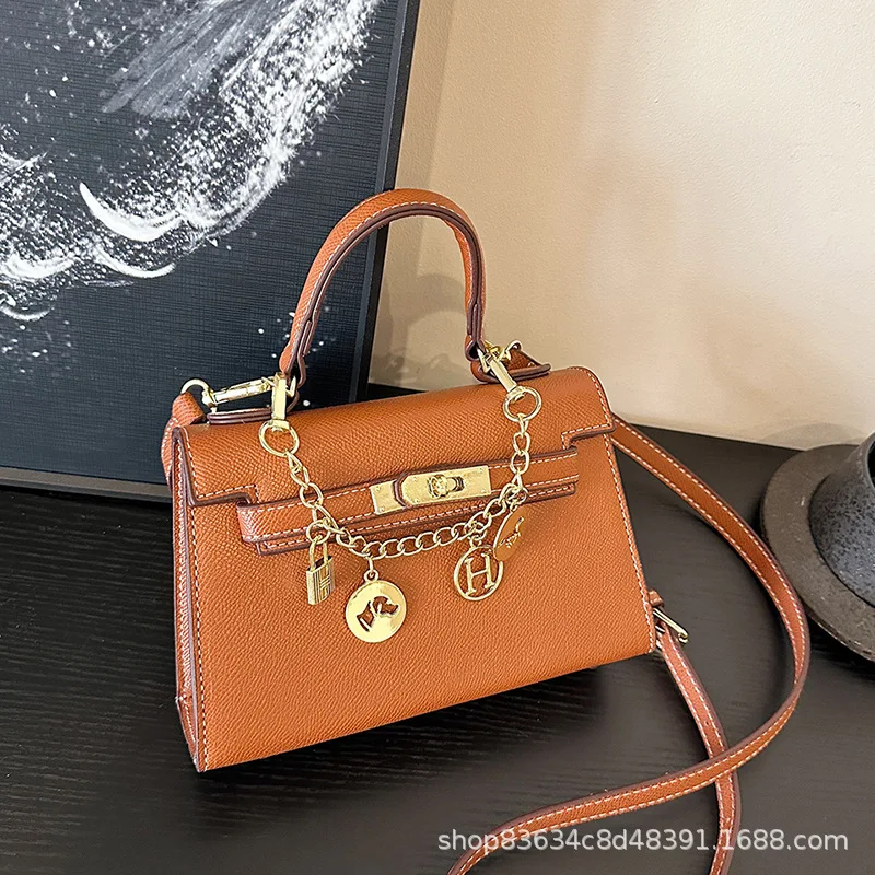 

2025 New Women's Trendy Kelly-Inspired Tote Bag - Decorative Lock Detail, Versatile Shoulder/Crossbody Design