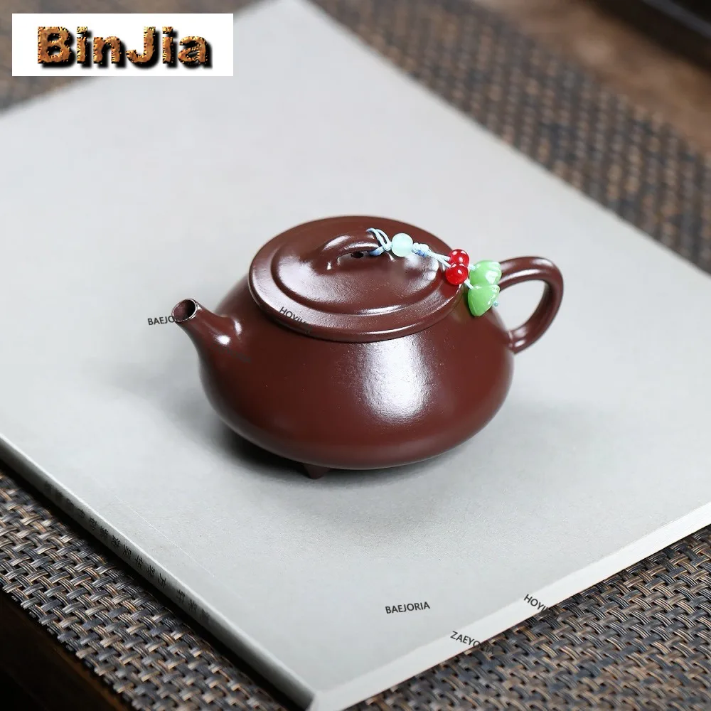 

140ml Vintage Yixing Purple Clay Teapots Handmade Tripodia Pot Raw Ore Zhu Mud Kettle Chinese Zisha Tea Set Drinkware Collection