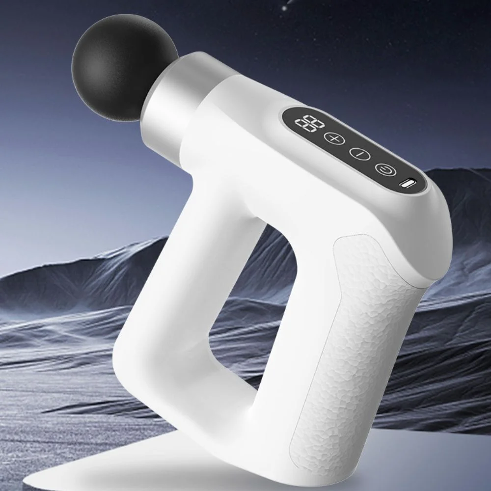 

Высокочастотный электрический массажер для мышц с 12 сменными насадками, ручной массажер для фасций, низкий уровень шума, регулируемые режимы