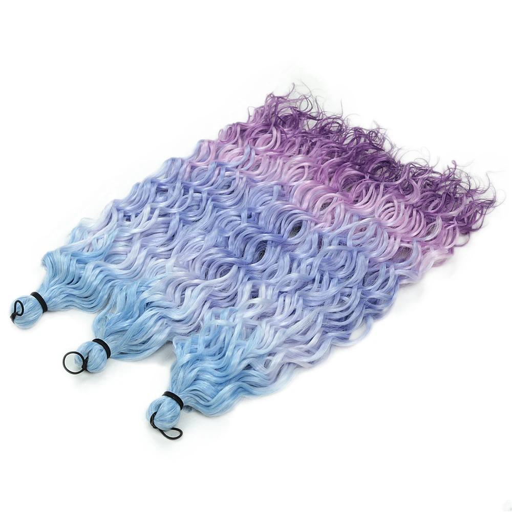 

3 шт., синтетические вязанные крючком волосы, 24 дюйма, глубокая волна, плетение волос, омбре, радужный цвет, афро завитки, искусственные волосы