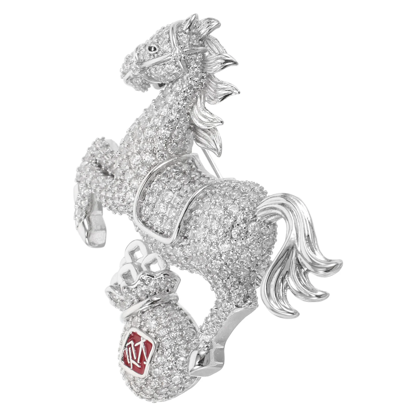 

Full Rhinestone Horse Brooch Pin Alloy Zodiac Animal Jewelry Sparkling Dress Scarf Accessory Chinese New Year Gift - Vintage