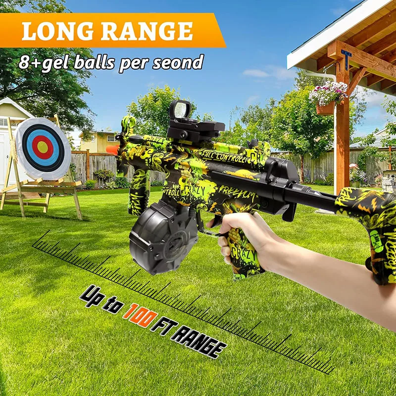 Elektrischer Splatter-Ballblaster, großer Orby-Pistolen-Gel-Ballblaster mit Trommel, 7,4-V-Akku, manueller und automatischer Modus