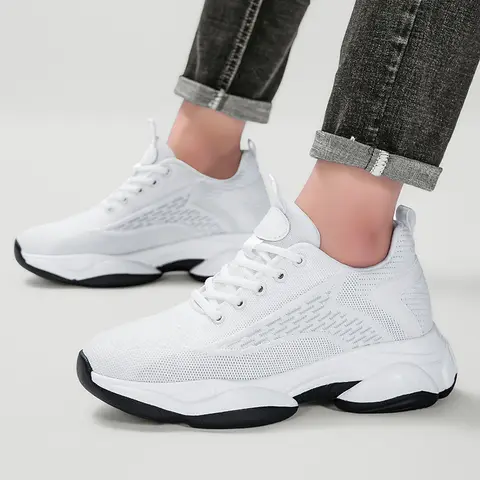 Casual Sneakers Shoes Men Thick Bottom Lightweight Men Shoes Mesh Breathable Heightening Wear-resistant Casual Sports Shoes Mens