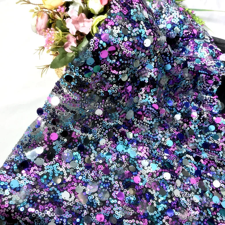 

1 ярд тяжелой промышленности, сетчатая вышивка с блестками, ткани для одежды, платье, юбка, дизайнерская ткань