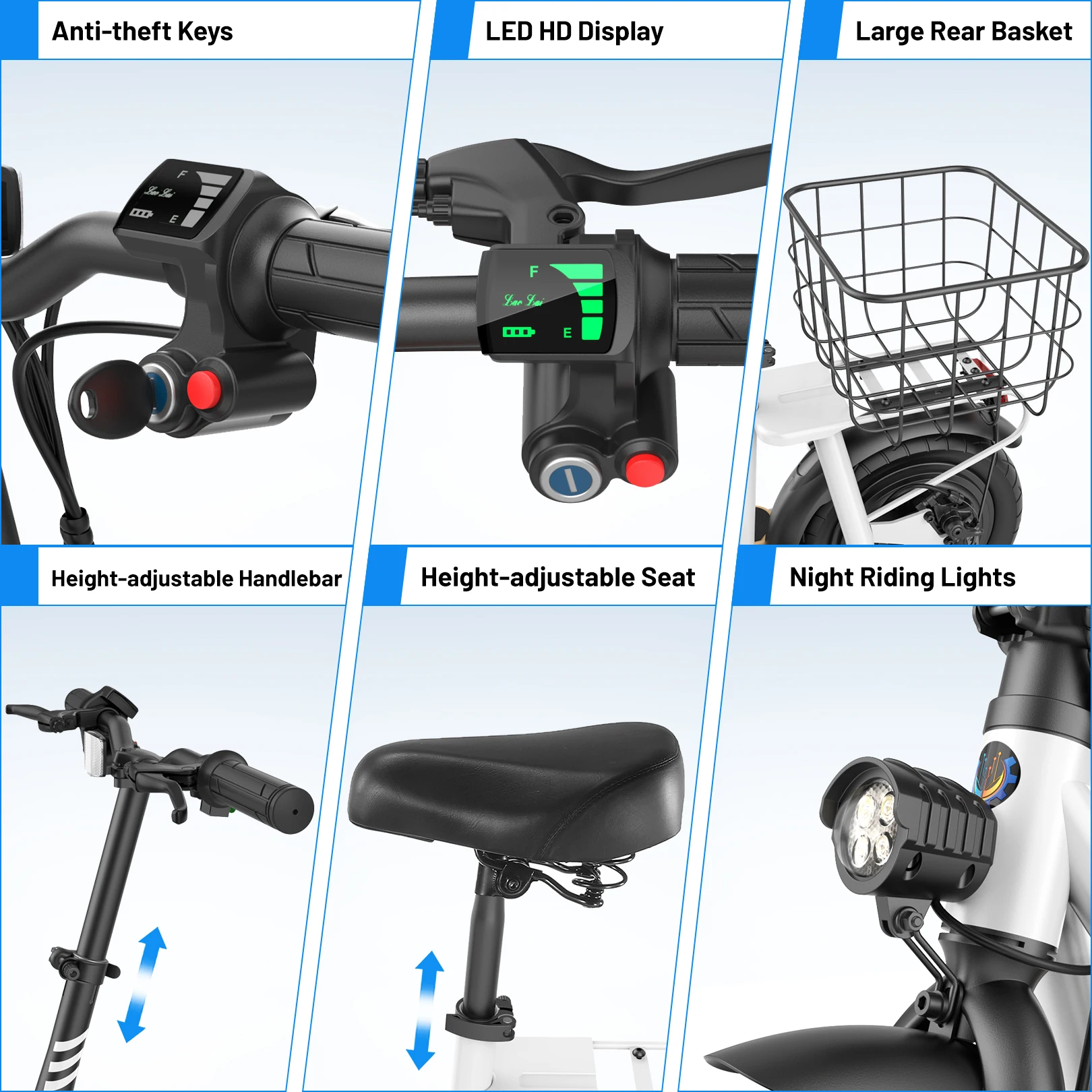 سكوتر كاروم الكهربائي للبالغين والمراهقين، محرك ذروة 350 وات، نطاق أقصى 30 ميل، سكوتر كهربائي قابل للطي وسلة قابلة للفصل #4